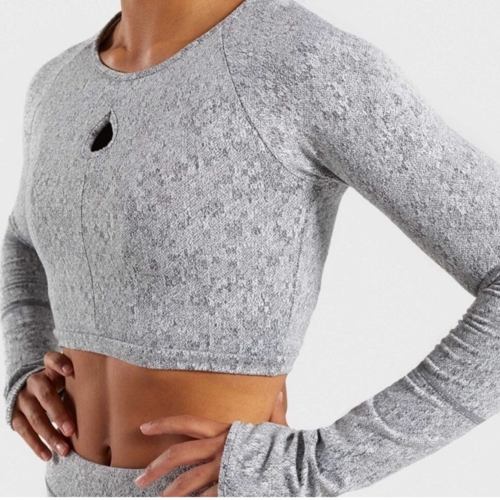gymshark grey marled keyhole long sleeve small